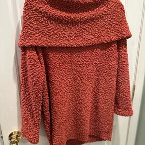 Pinkblush Textured Off-Shoulder Sweater in Deep Red